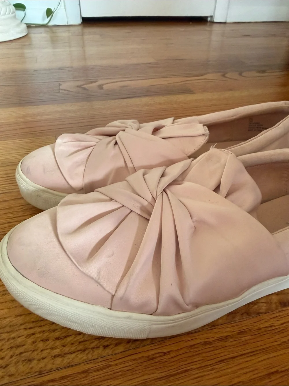MIA Pink Knotted Satin Slip-On Sneakers
